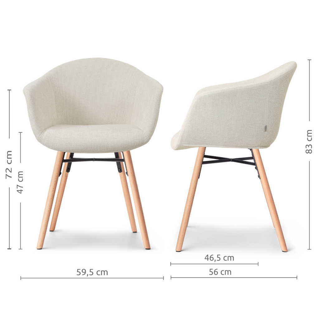 Nena-Otis eetkamerstoel cottonbeige - houten onderstel