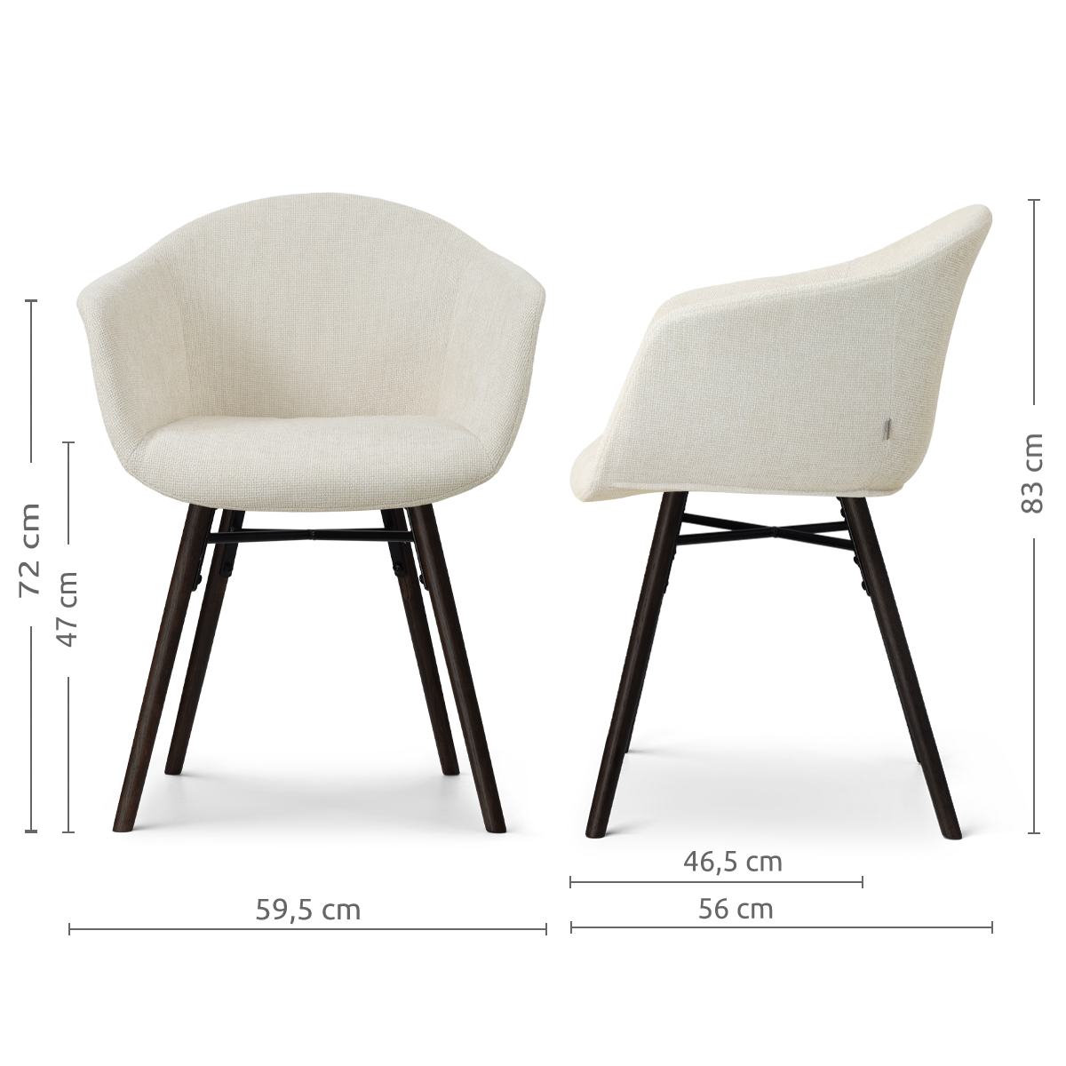 Nena-Otis eetkamerstoel cottonbeige - zwart houten onderstel