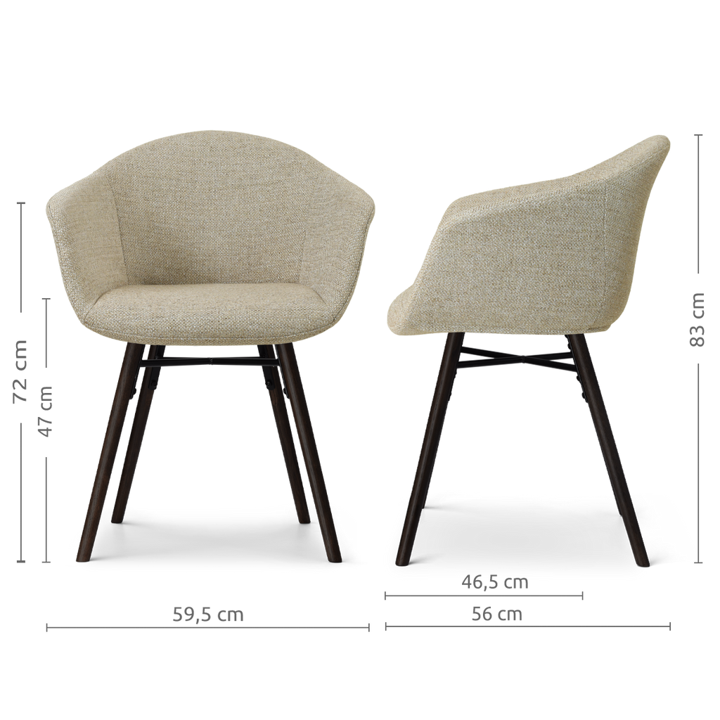 Nena-Otis eetkamerstoel taupe melange - zwart houten onderstel