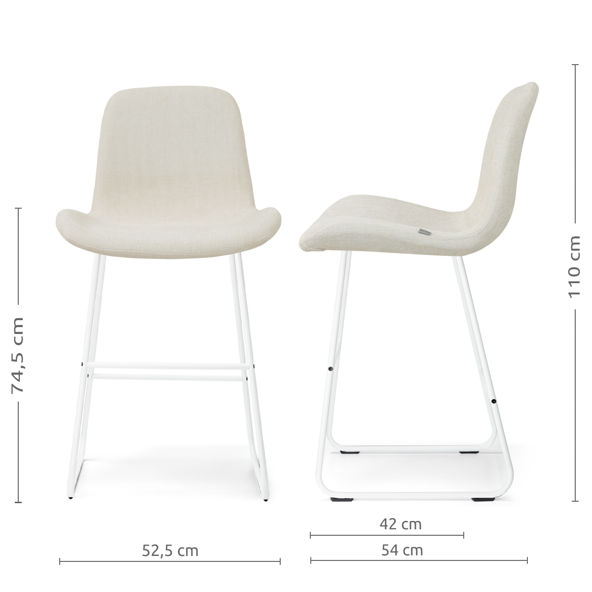 Nino-Fé barkruk cottonbeige - wit onderstel - 75 cm