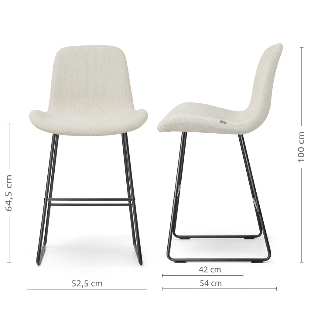 Nino-Fé barkruk cottonbeige - zwart onderstel - 65 cm