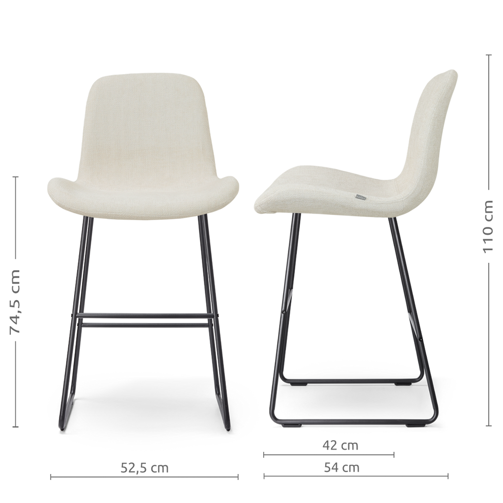 Nino-Fé barkruk cottonbeige - zwart onderstel - 75 cm