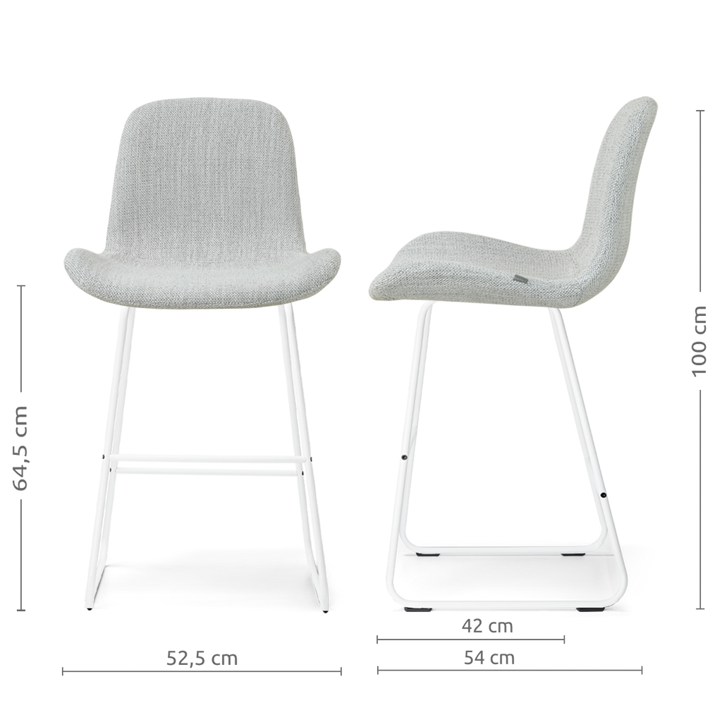 Nino-Fé barkruk grijs melange - wit onderstel - 65 cm