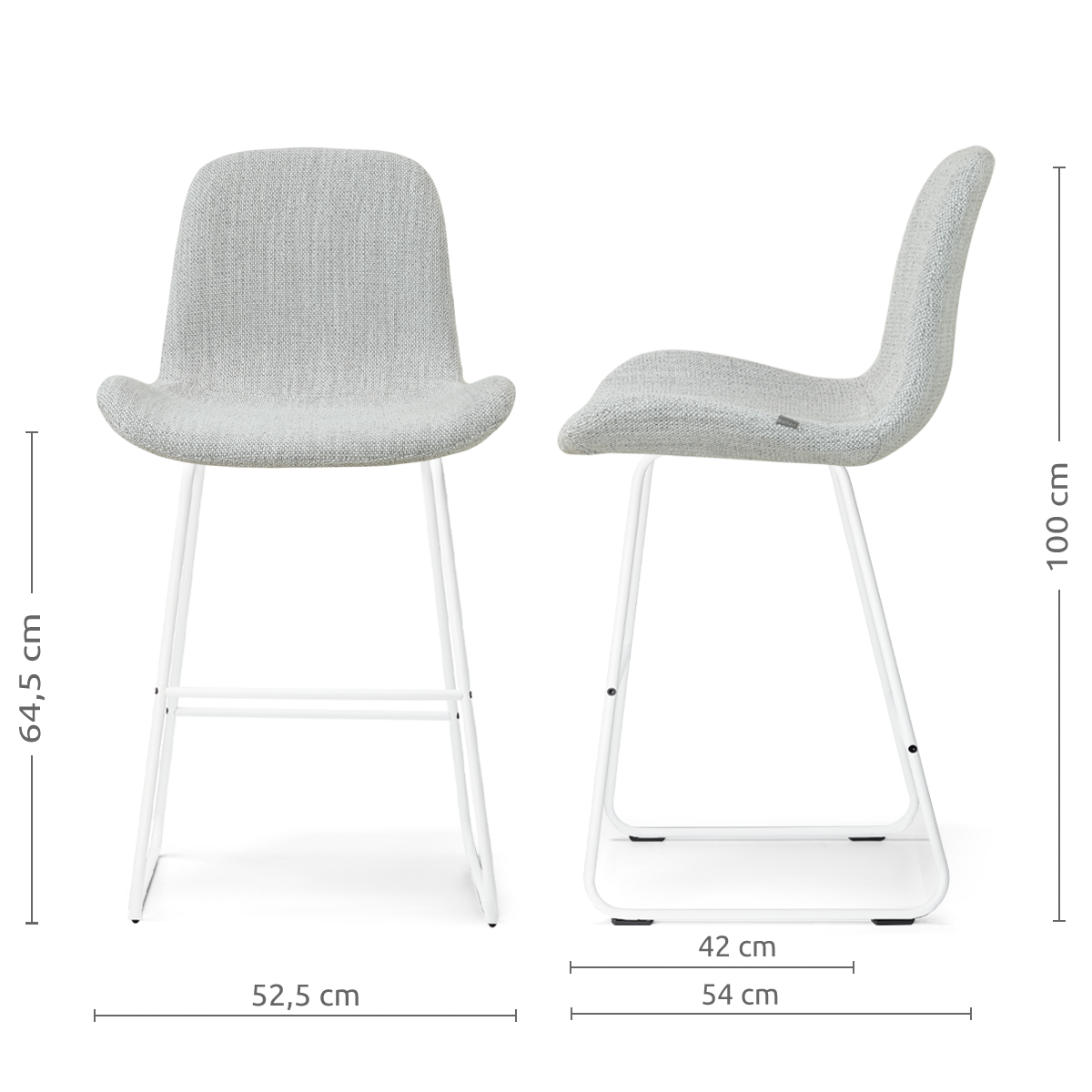 Nino-Fé barkruk grijs melange - wit onderstel - 65 cm