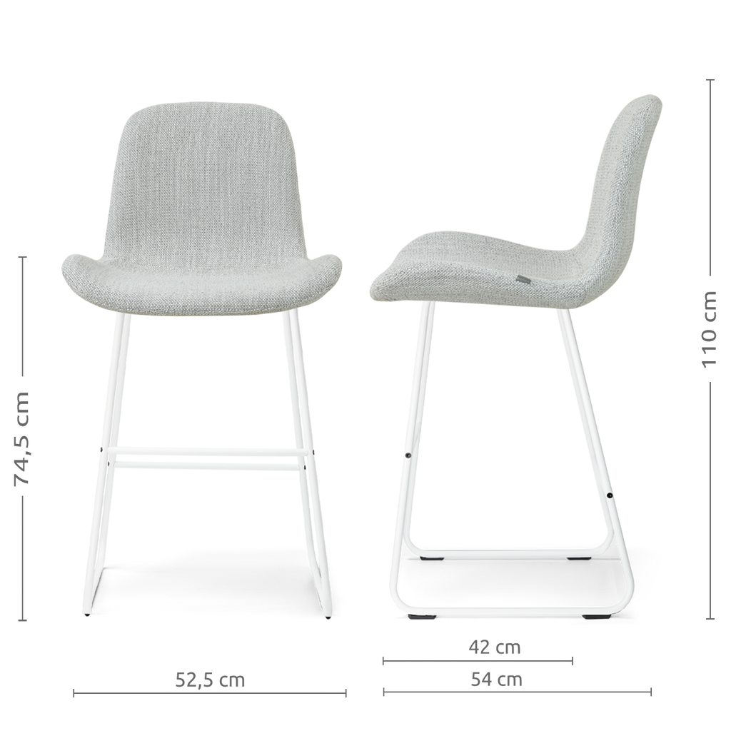 Nino-Fé barkruk grijs melange - wit onderstel - 75 cm