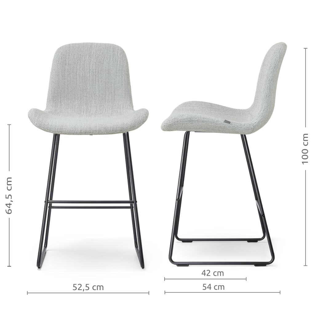 Nino-Fé barkruk grijs melange - zwart onderstel - 65 cm