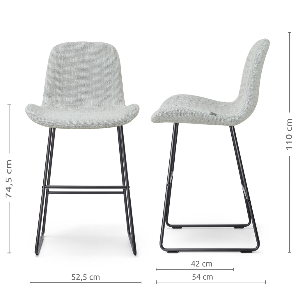 Nino-Fé barkruk grijs melange - zwart onderstel - 75 cm