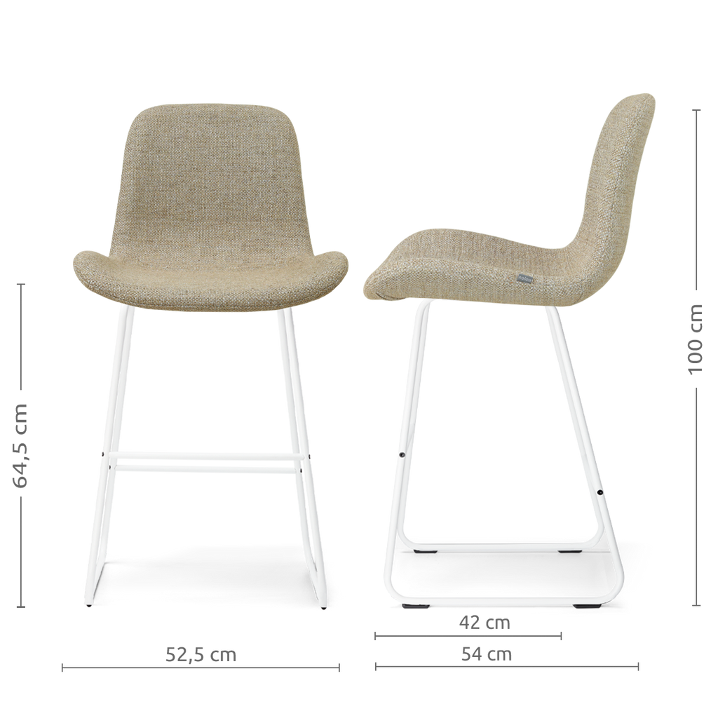 Nino-Fé barkruk taupe melange - wit onderstel - 65 cm