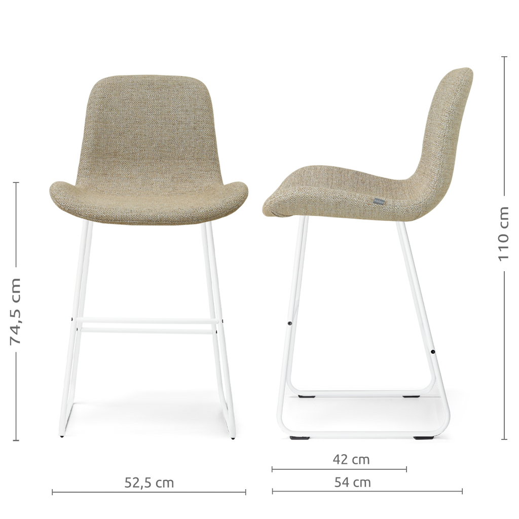 Nino-Fé barkruk taupe melange - wit onderstel - 75 cm