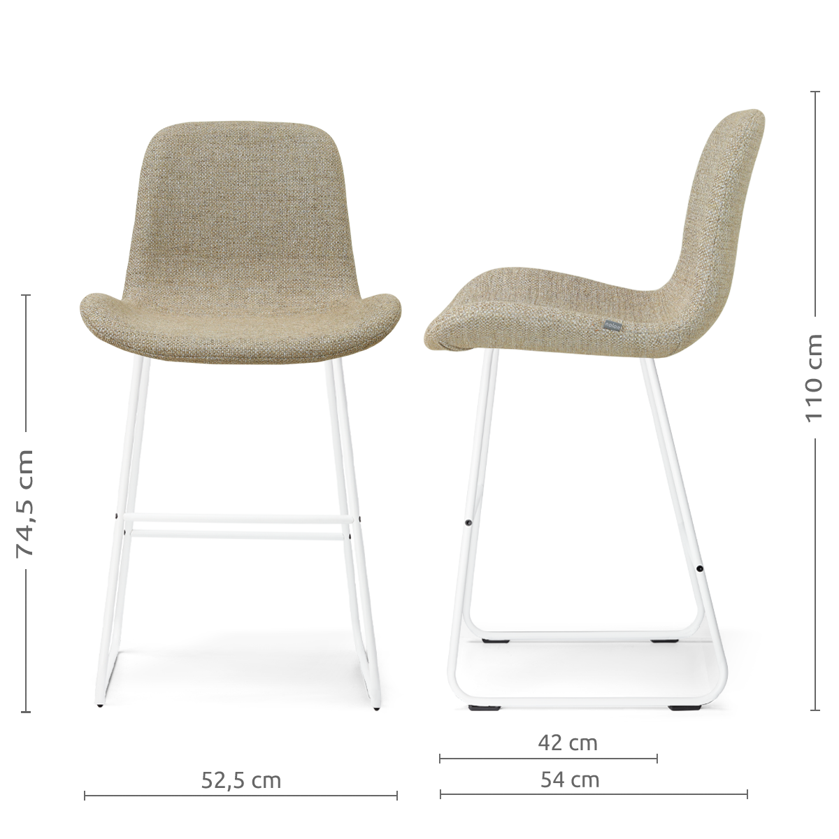 Nino-Fé barkruk taupe melange - wit onderstel - 75 cm
