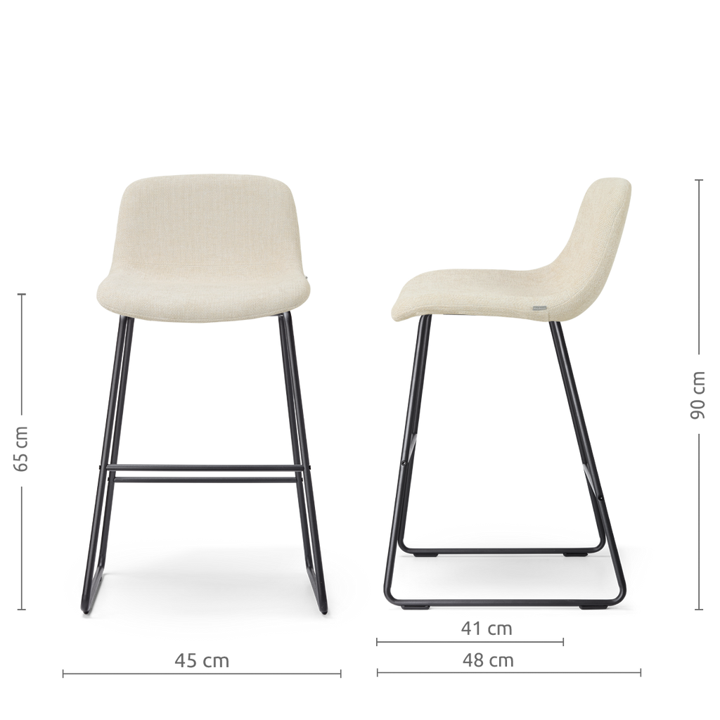 Nino-Mats barkruk cottonbeige - zwart onderstel - 65 cm