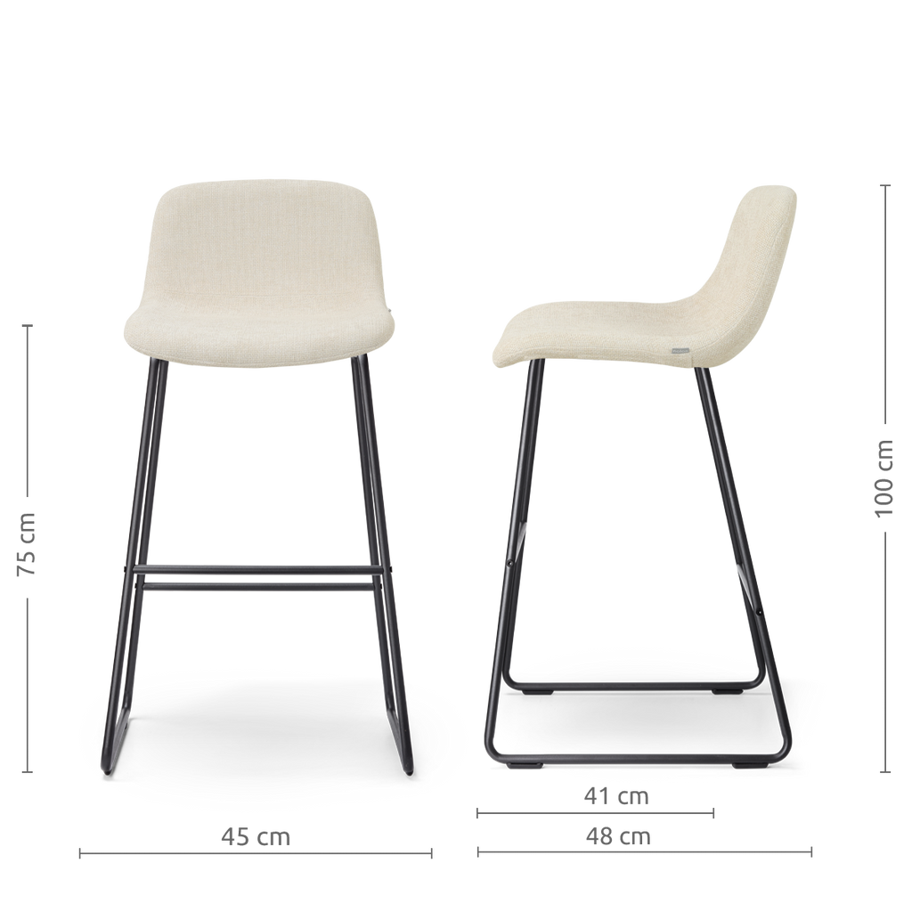 Nino-Mats barkruk cottonbeige - zwart onderstel - 75 cm