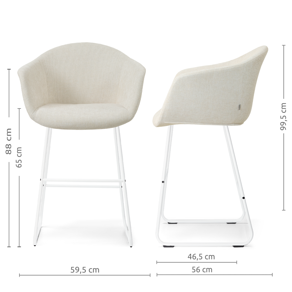 Nino-Otis barkruk cottonbeige - wit onderstel - 65 cm