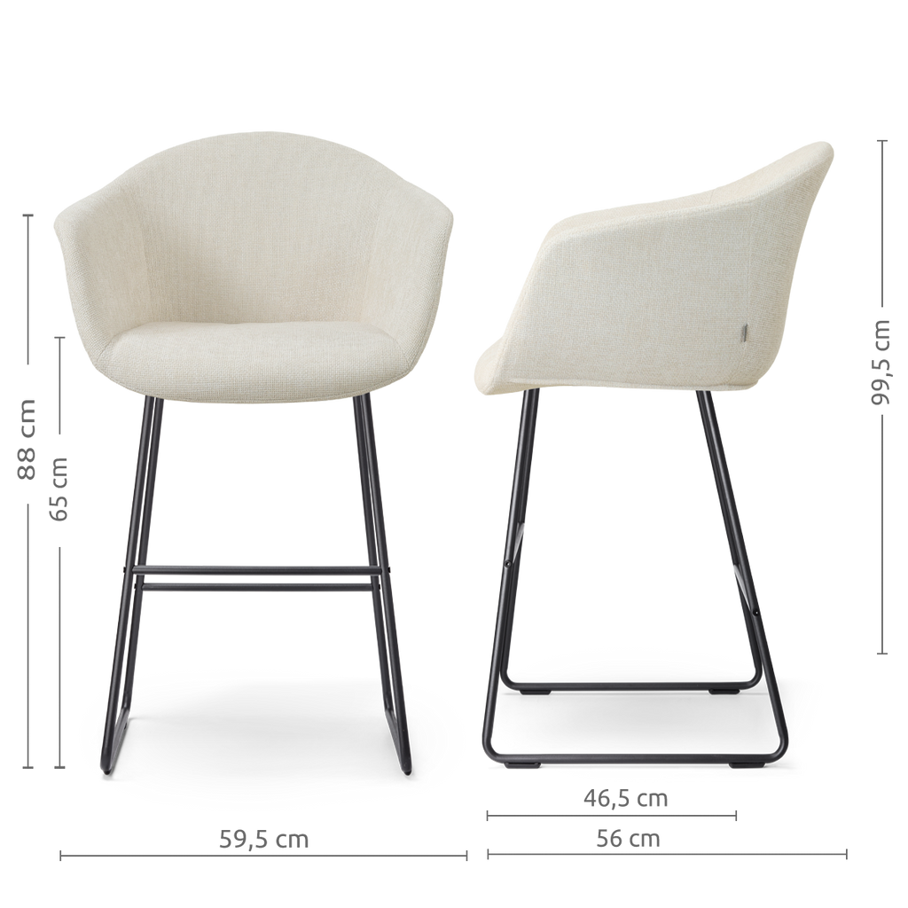 Nino-Otis barkruk cottonbeige - zwart onderstel - 65 cm