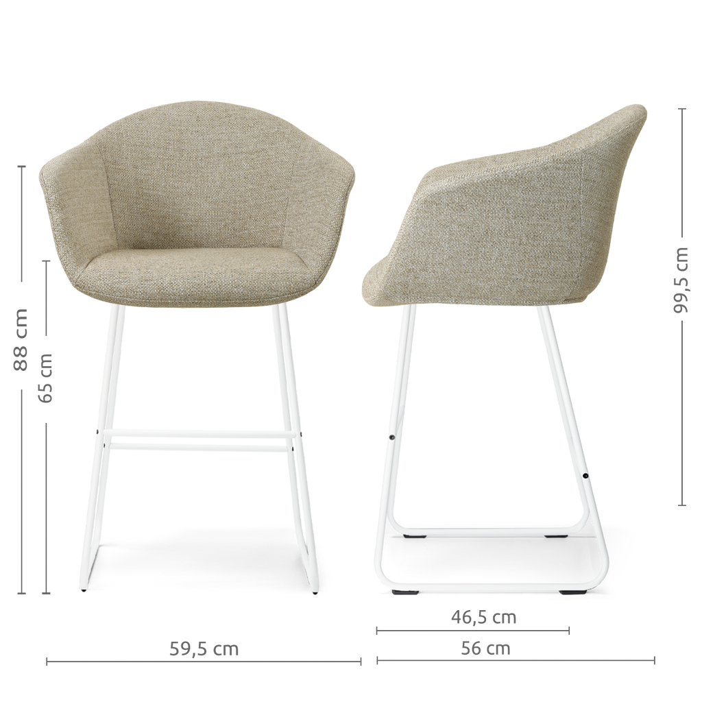 Nino-Otis barkruk taupe melange - wit onderstel - 65 cm
