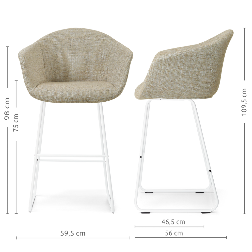 Nino-Otis barkruk taupe melange - wit onderstel - 75 cm
