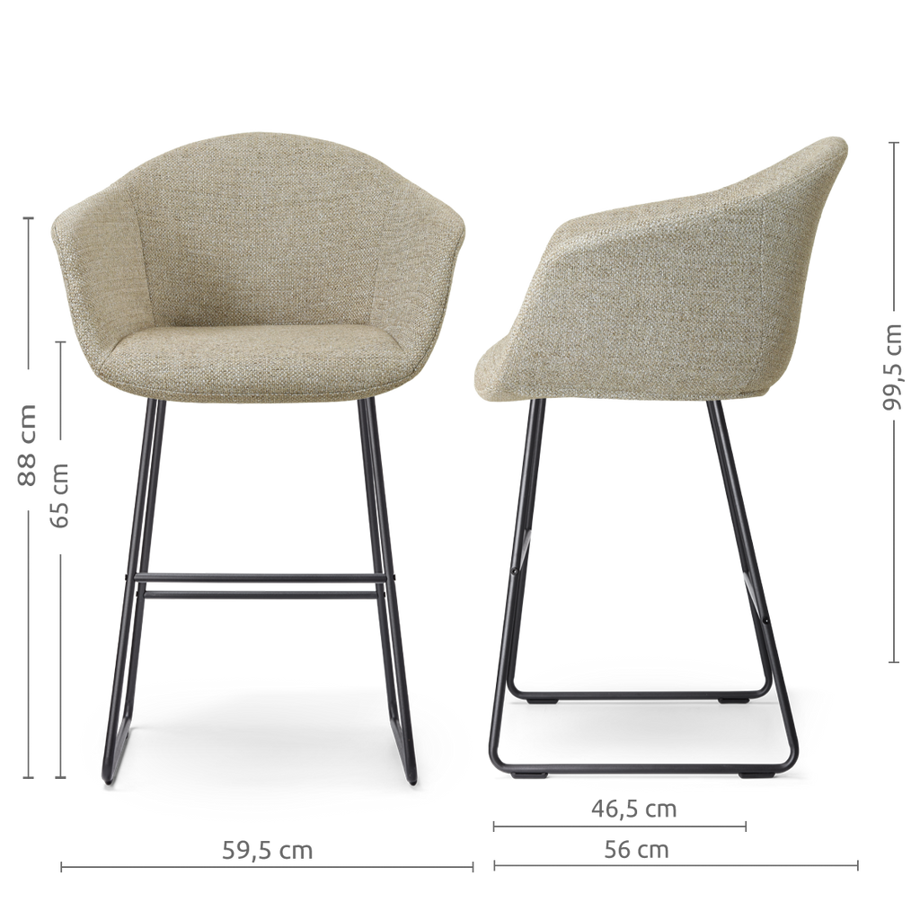 Nino-Otis barkruk taupe melange - zwart onderstel - 65 cm