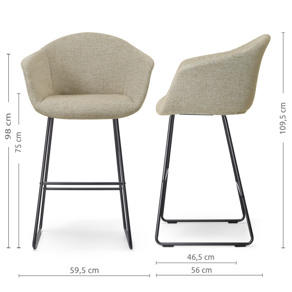 Nino-Otis barkruk taupe melange - zwart onderstel - 75 cm