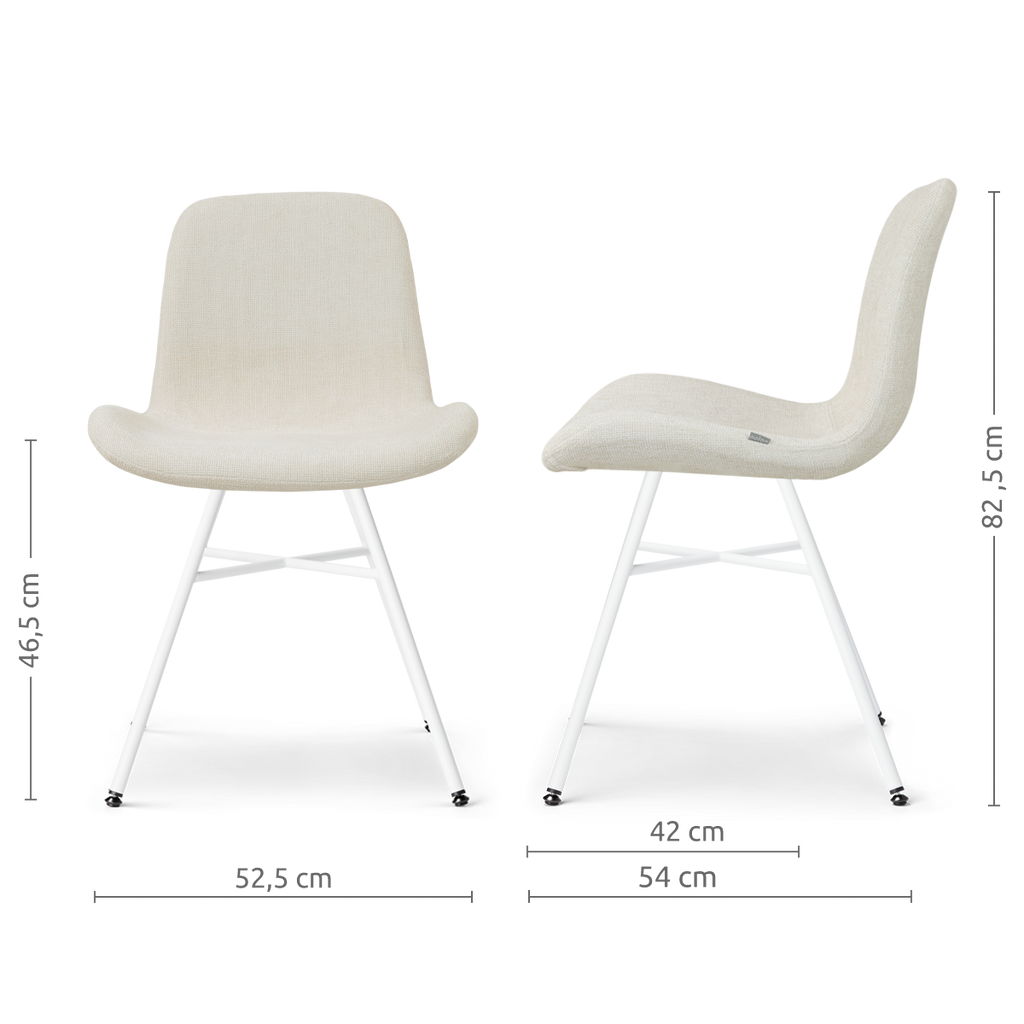 Noa-Fé eetkamerstoel cottonbeige - wit onderstel