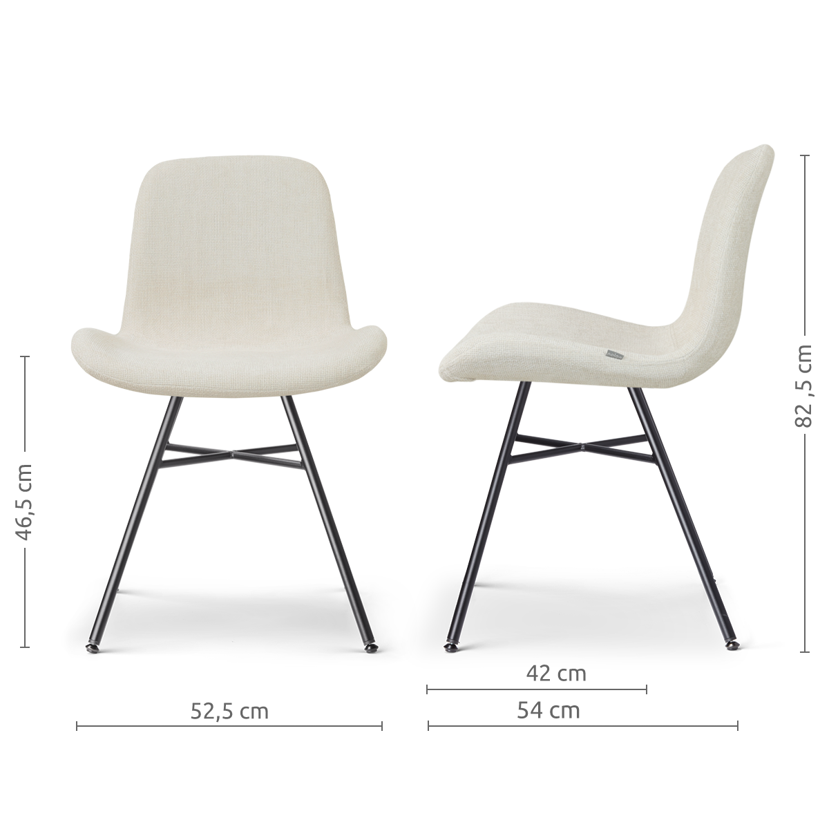 Noa-Fé eetkamerstoel cottonbeige - zwart onderstel