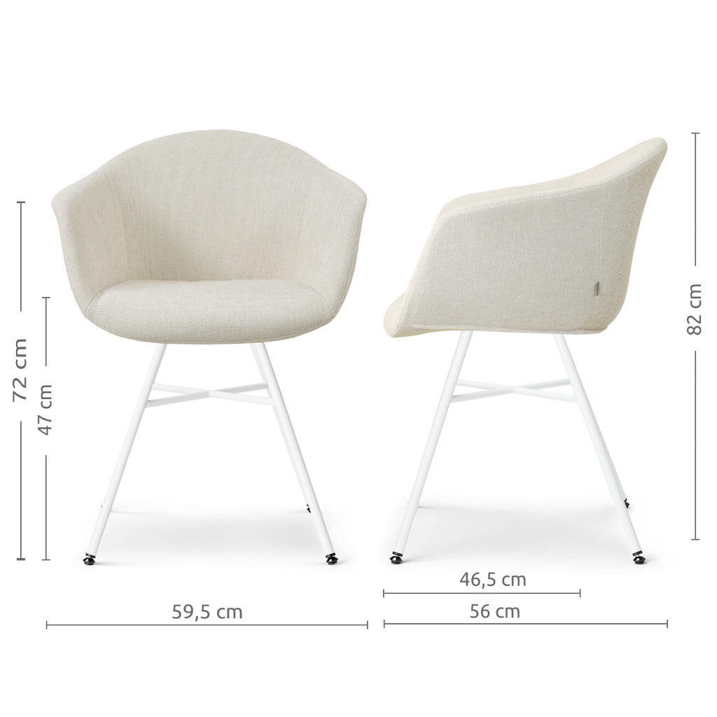 Noa-Otis eetkamerstoel cottonbeige - wit onderstel