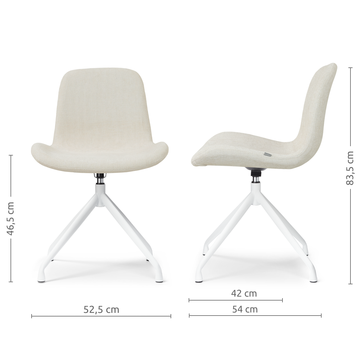 Nola-Fé draaibare eetkamerstoel cottonbeige - wit onderstel