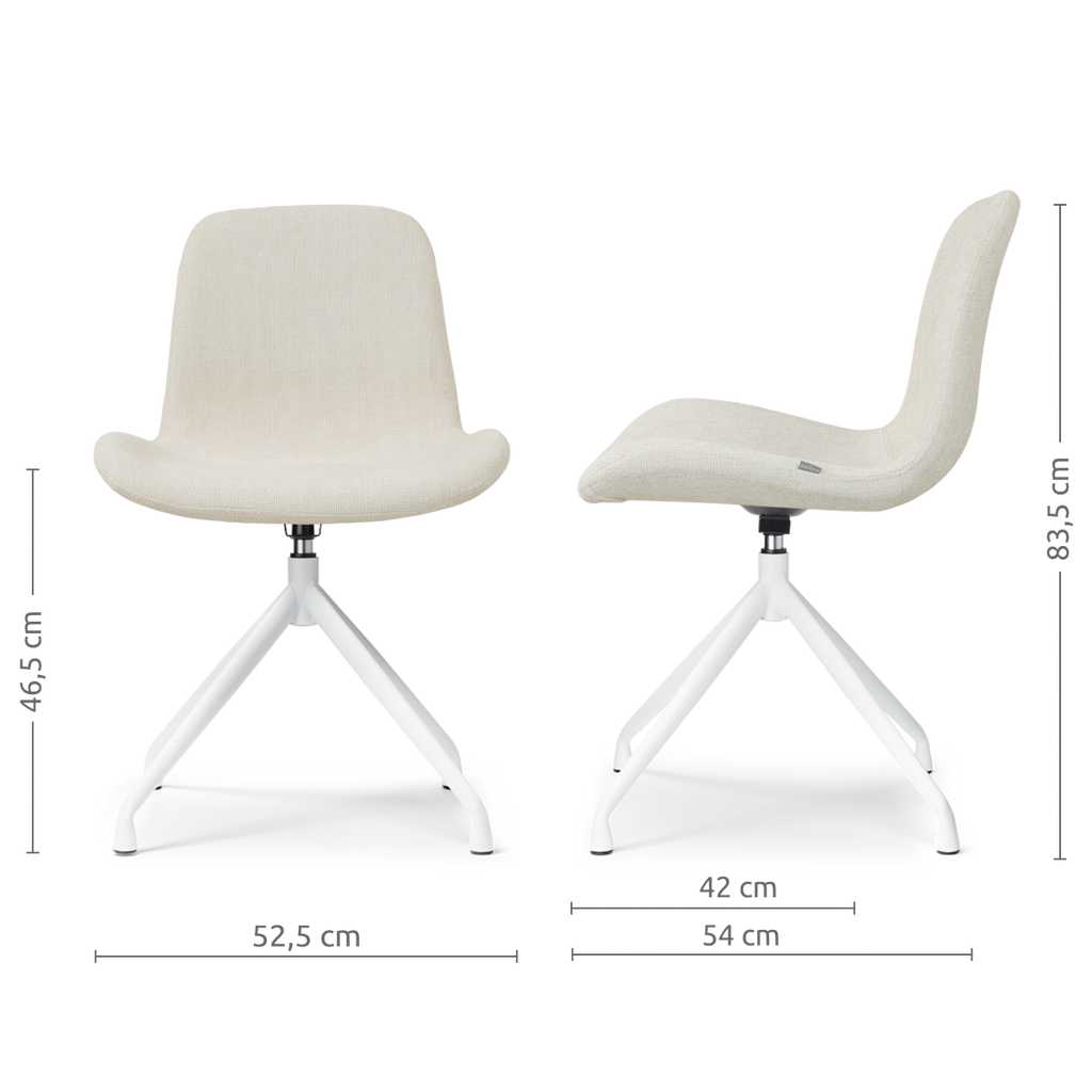 Nola-Fé draaibare eetkamerstoel cottonbeige - wit onderstel