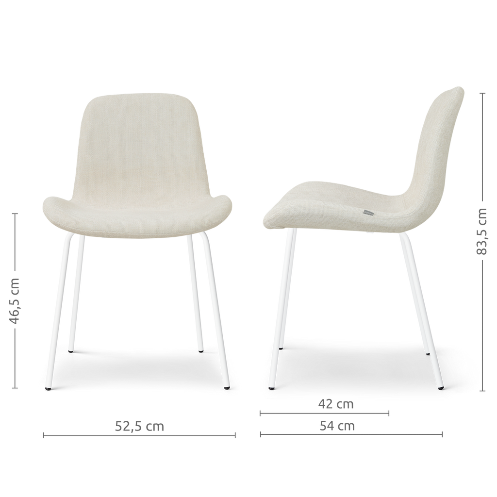 Nora-Fé eetkamerstoel cottonbeige - wit onderstel