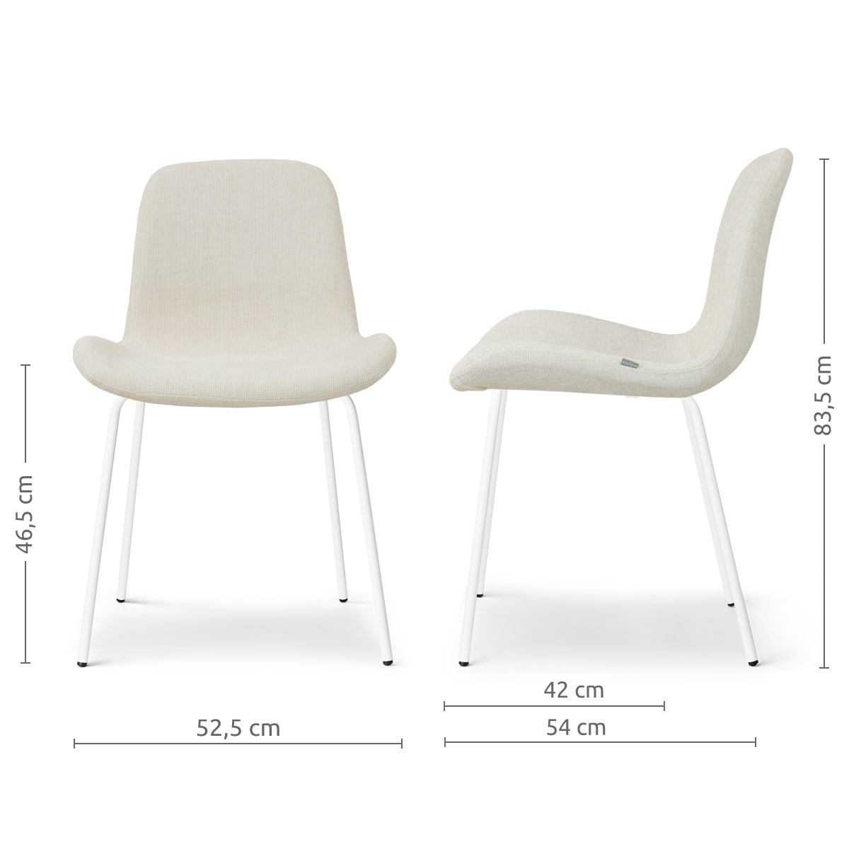 Nora-Fé eetkamerstoel cottonbeige - wit onderstel