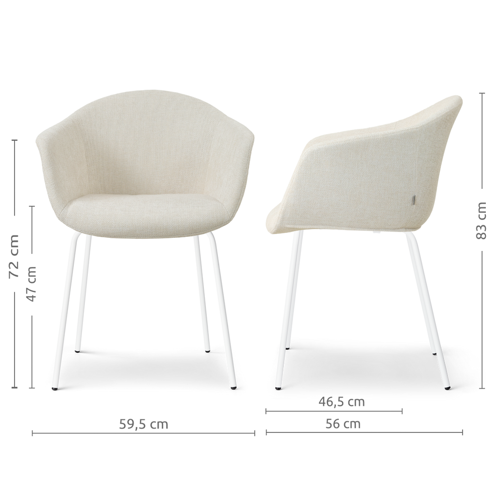 Nora-Otis eetkamerstoel cottonbeige - wit onderstel