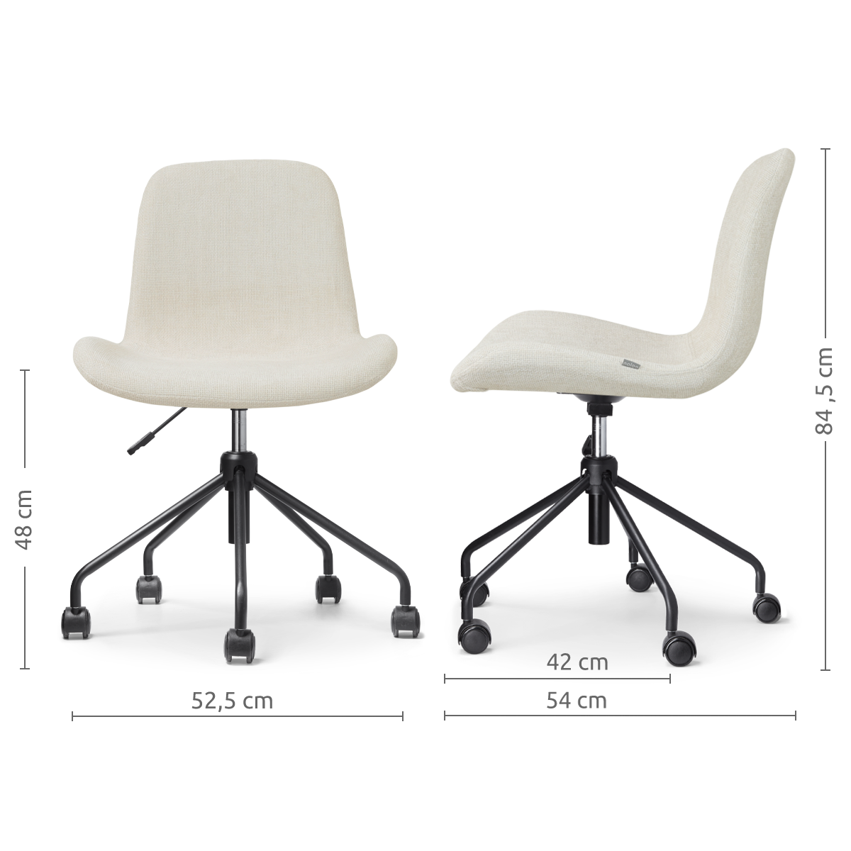 Nout-Fé bureaustoel cottonbeige - zwart onderstel
