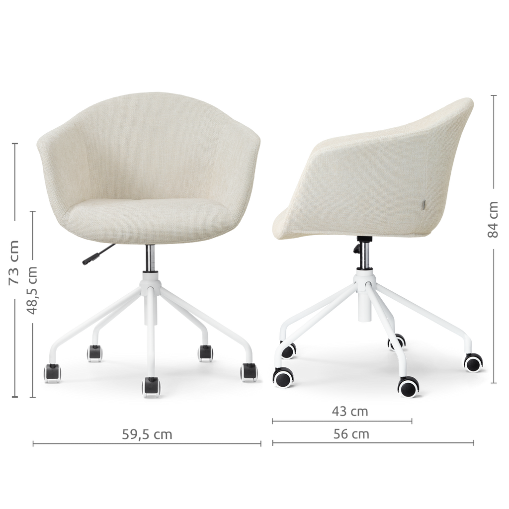 Nout-Otis bureaustoel cottonbeige - wit onderstel