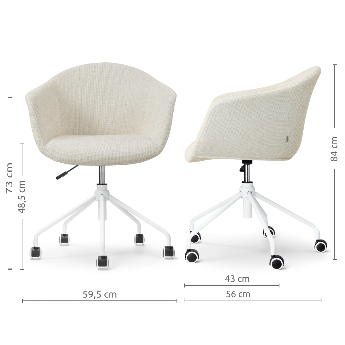 Nout-Otis bureaustoel cottonbeige - wit onderstel