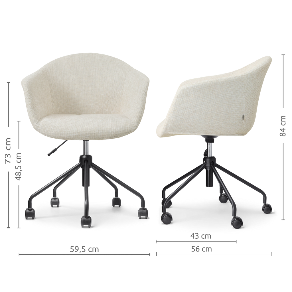 Nout-Otis bureaustoel cottonbeige - zwart onderstel