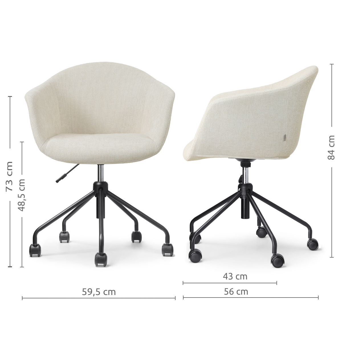 Nout-Otis bureaustoel cottonbeige - zwart onderstel