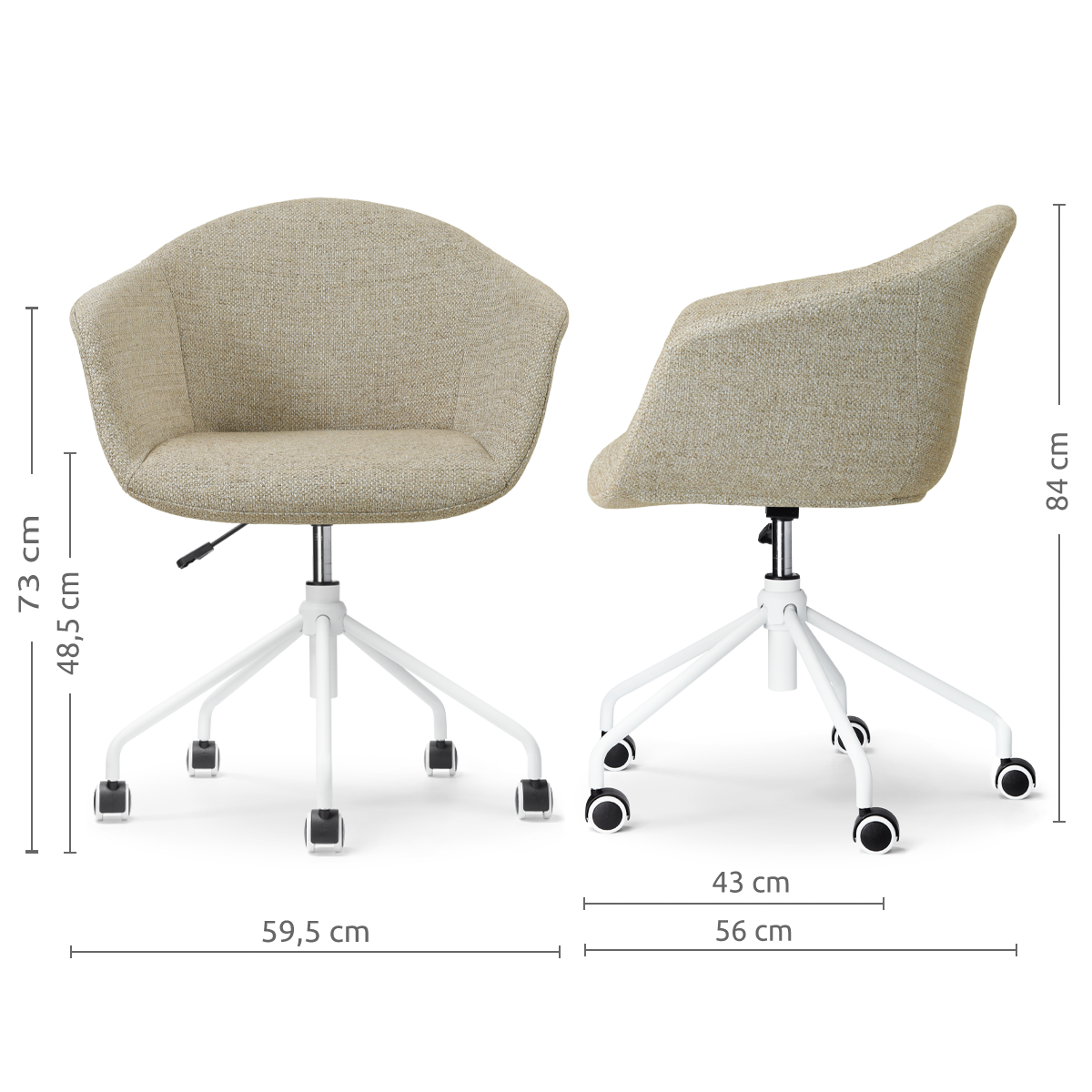 Nout-Otis bureaustoel taupe melange - wit onderstel