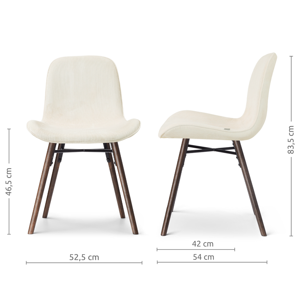 Nena-Fé eetkamerstoel rib beige - walnoot houten onderstel