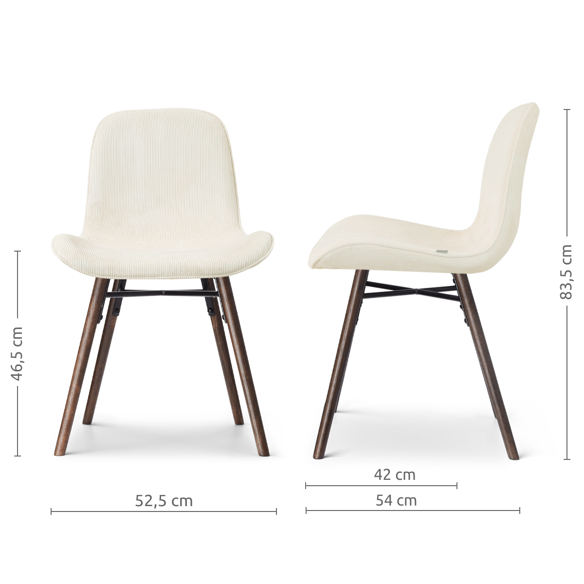 Nena-Fé eetkamerstoel rib beige - walnoot houten onderstel
