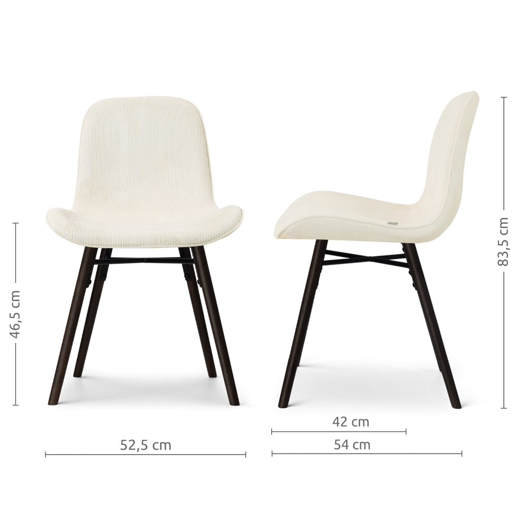 Nena-Fé eetkamerstoel rib beige - zwart houten onderstel