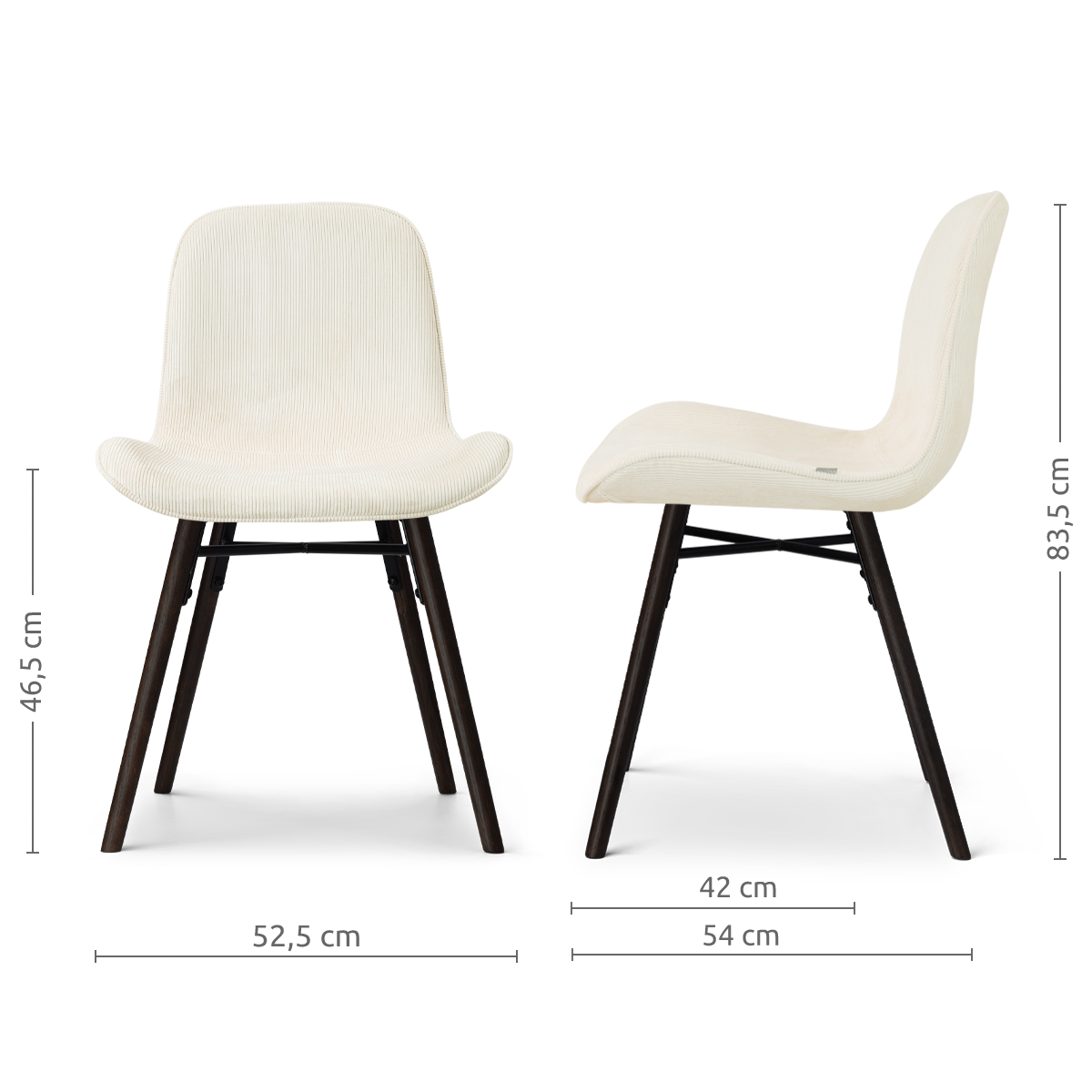 Nena-Fé eetkamerstoel rib beige - zwart houten onderstel