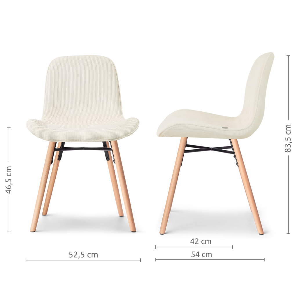 Nena-Fé eetkamerstoel rib beige - houten onderstel