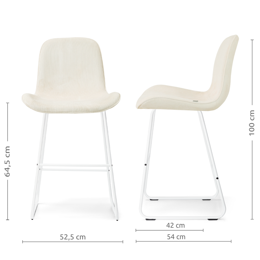 Nino-Fé barkruk rib beige - wit onderstel - 65 cm