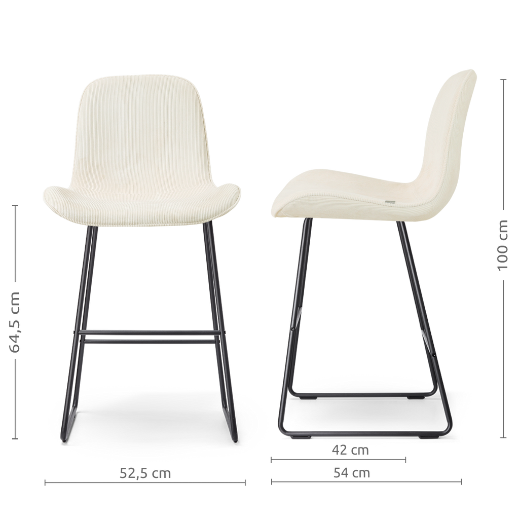 Nino-Fé barkruk rib beige - zwart onderstel - 65 cm