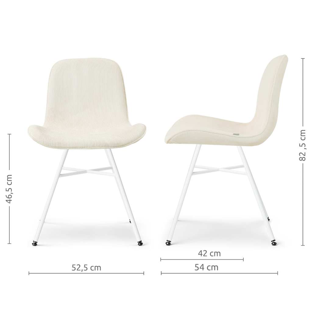 Noa-Fé eetkamerstoel rib beige - wit onderstel