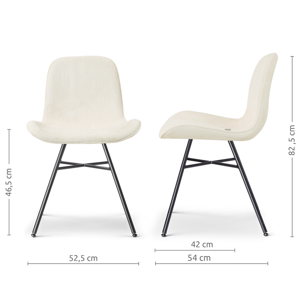 Noa-Fé eetkamerstoel rib beige - zwart onderstel