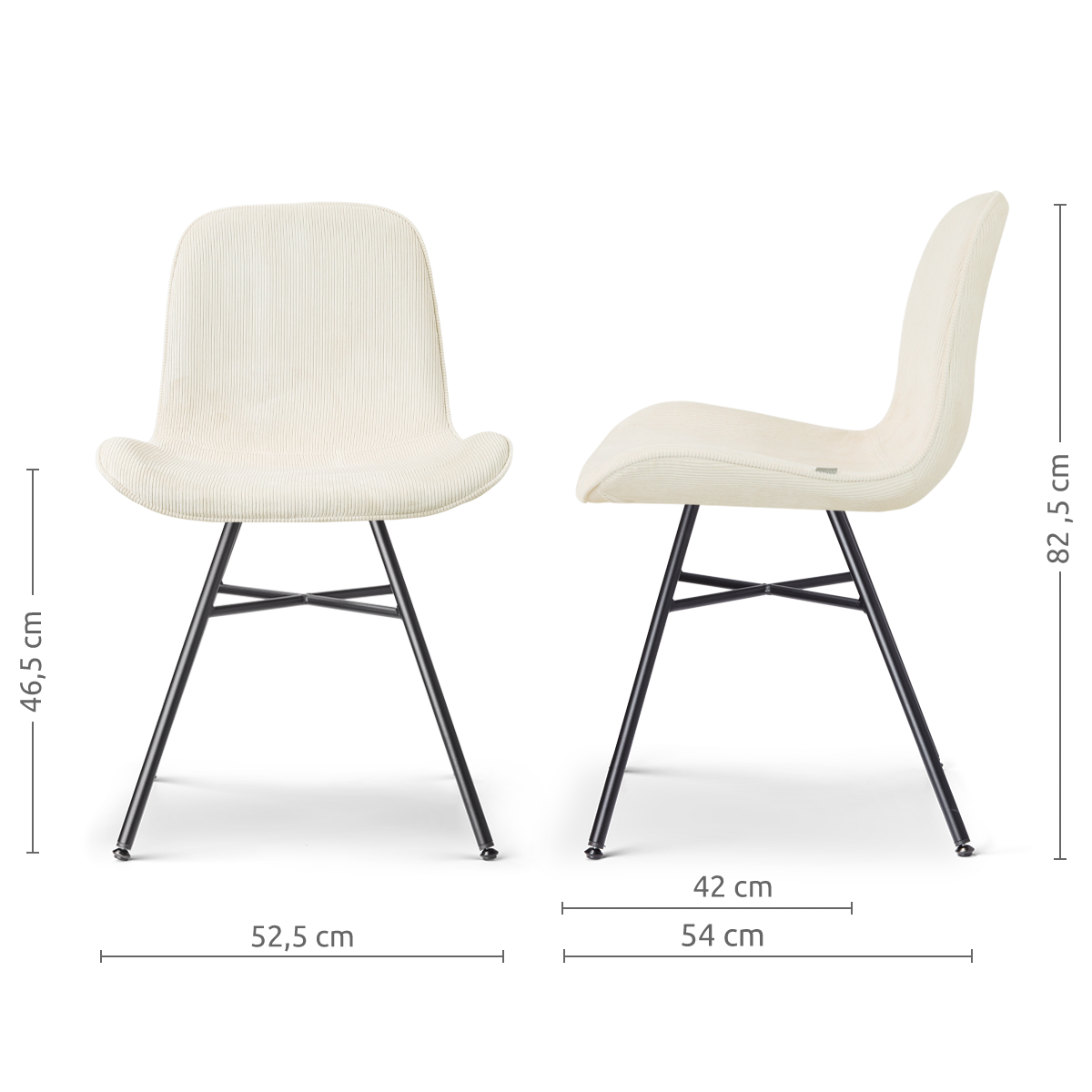 Noa-Fé eetkamerstoel rib beige - zwart onderstel