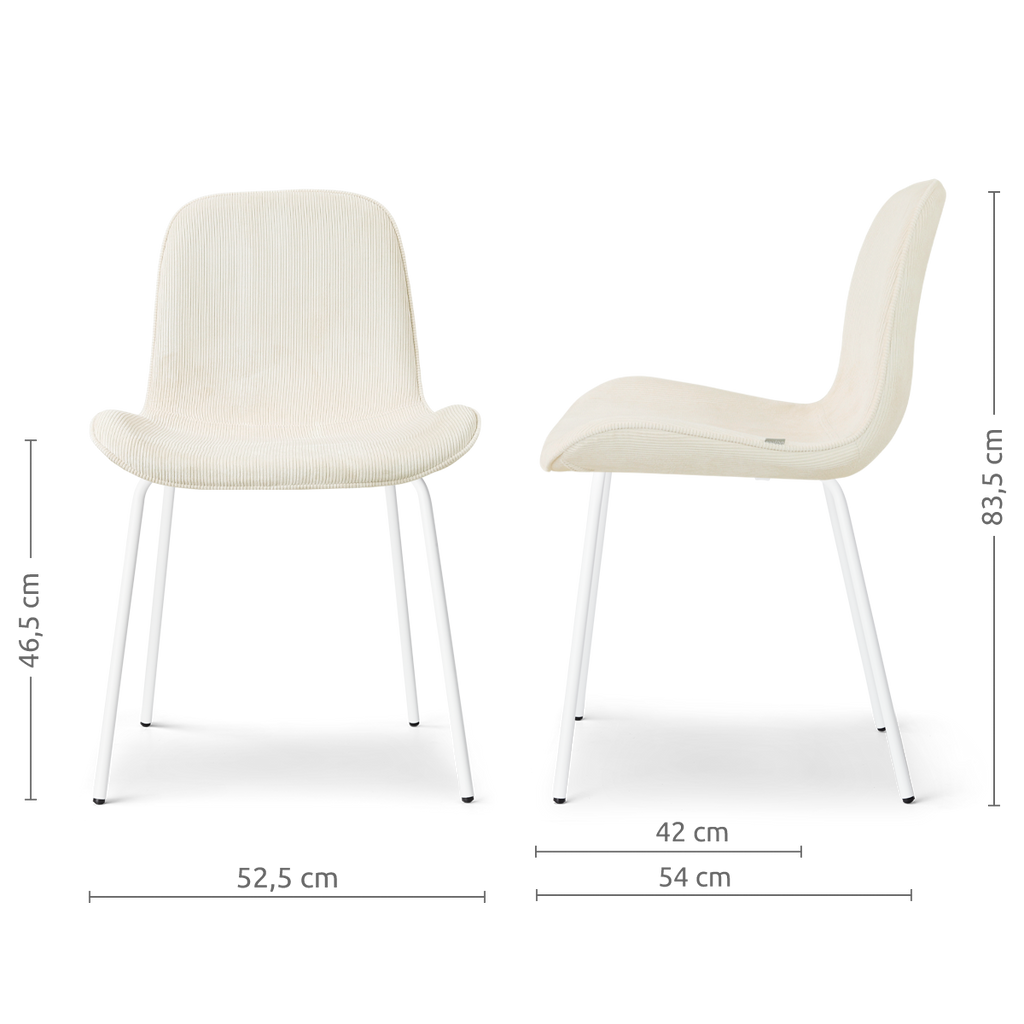 Nora-Fé eetkamerstoel rib beige - wit onderstel