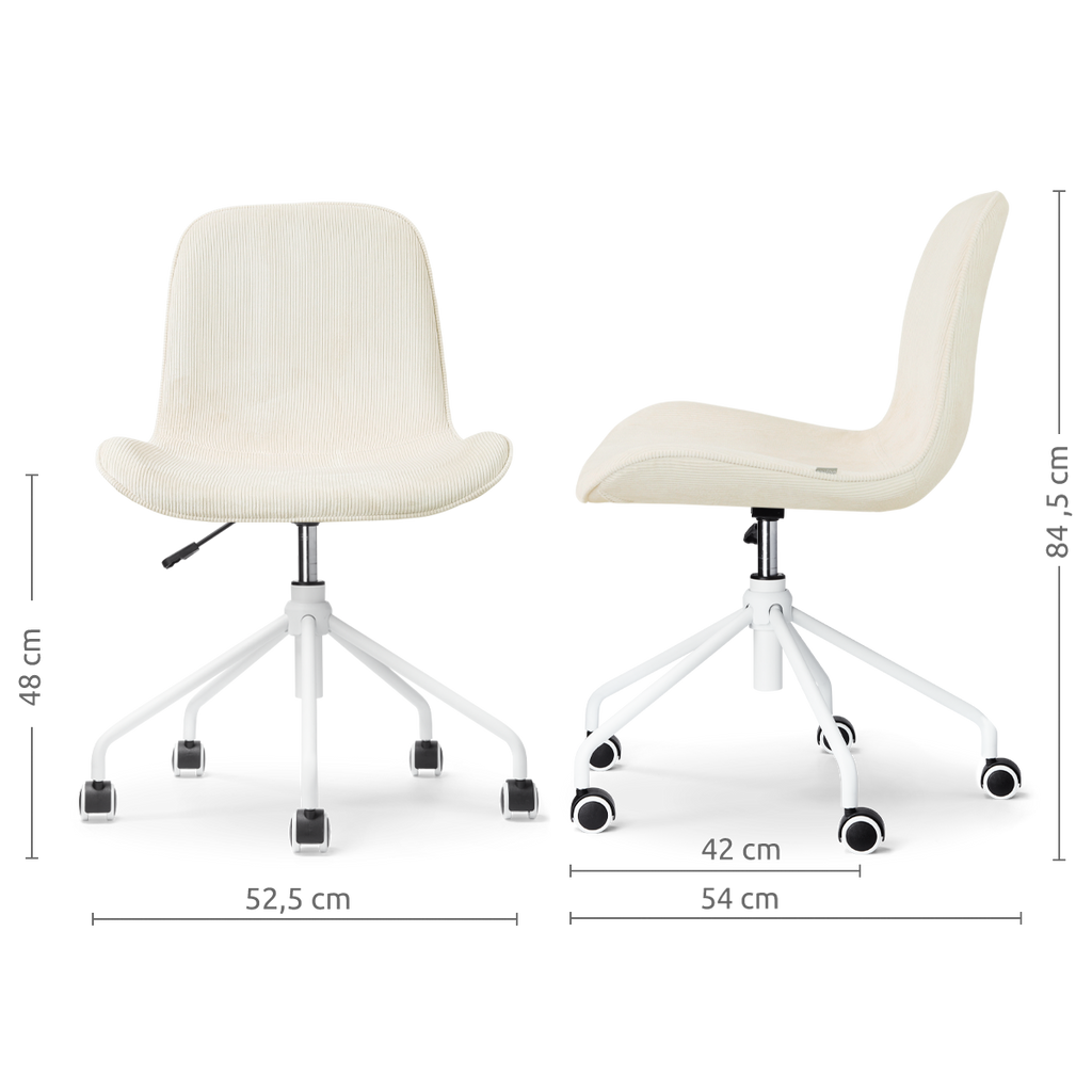 Nout-Fé bureaustoel rib beige - wit onderstel