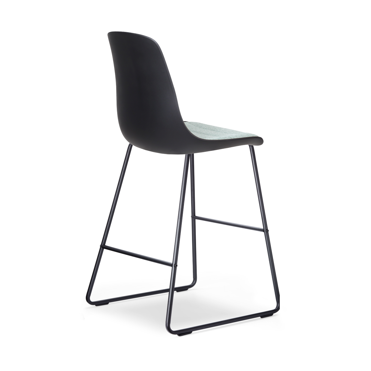 Nino-Liv barkruk zwart met zacht groen zitkussen - zwart onderstel - 65 cm