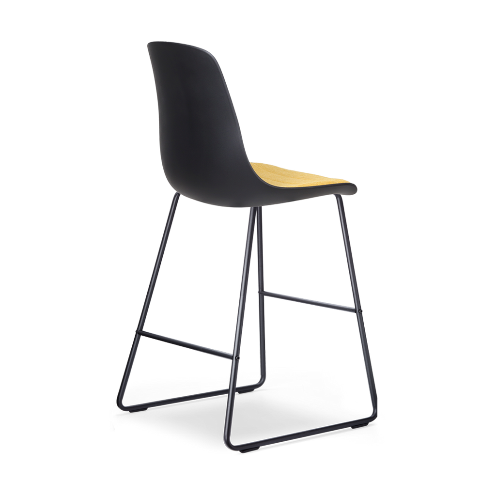 Nino-Liv barkruk zwart met okergeel zitkussen - zwart onderstel - 65 cm